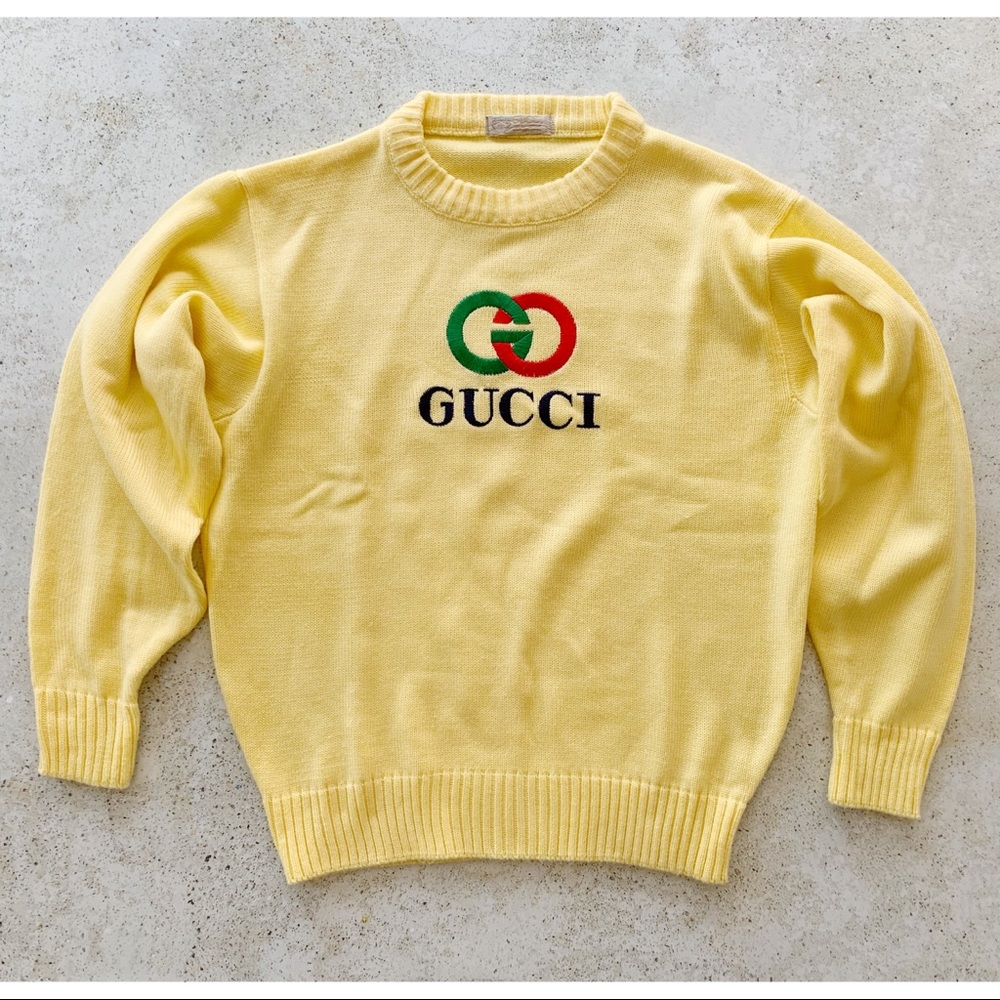 ✖️SOLD✖️ VINTAGE GUCCI Sweater GG Logo Size M - Picture 2 of 5